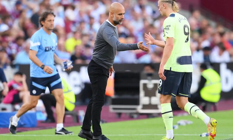 إيرلينج هالاند - بيب جوارديولا - مانشستر سيتي (المصدر:Gettyimages)