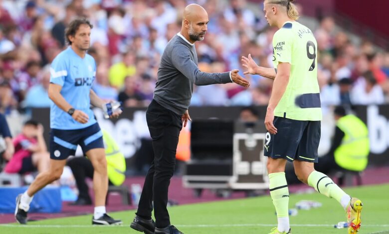 إيرلينج هالاند - بيب جوارديولا (المصدر:Gettyimages)