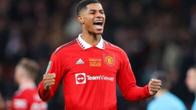 Marcus Rashford of Manchester United celebrates after the Carabao Cup