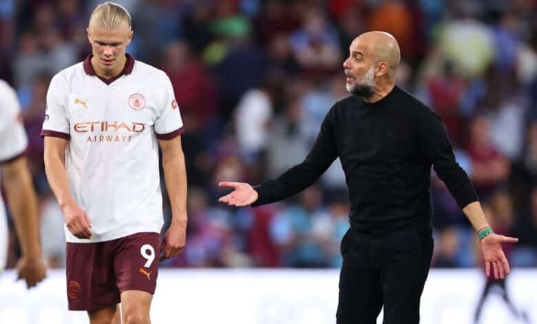 بيب جوارديولا - إرلينج هالاند - مانشستر سيتي (المصدر:Gettyimages)