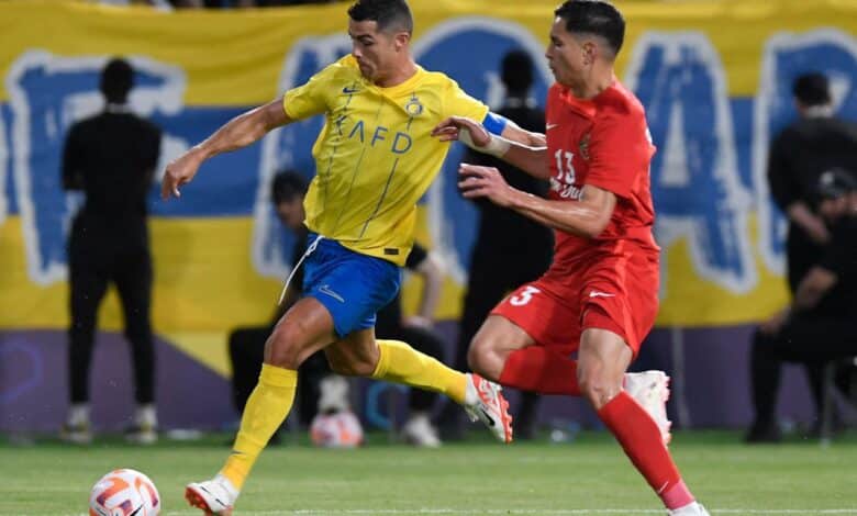 كريستيانو رونالدو خلال مباراة النصر السعودي وشباب الأهلي دبي الإماراتي (المصدر:Gettyimages)