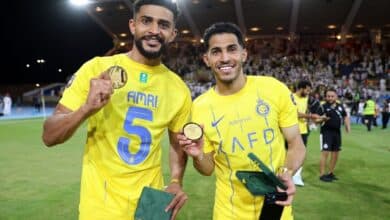 سلطان الغنام و عبدالإله العمري - تشكيل النصر السعودي (المصدر:Gettyimages)