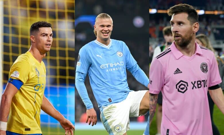 إرلينج هالاند - ليونيل ميسي - كريستيانو رونالدو(المصدر:Gettyimages)