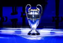 The UEFA Champions League trophy is displayed at main stage of Grimaldi Forum prior UEFA Champions League.