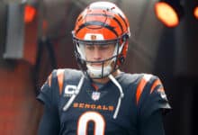 CINCINNATI, OH - SEPTEMBER 17: Cincinnati Bengals quarterback Joe Burrow (9) is introduced before the game against the Baltimore Ravens and the Cincinnati Bengals on September 17, 2023, at Paycor Stadium in Cincinnati, OH.
