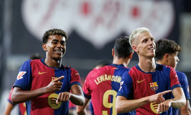 داني أولمو - لامين يامال - برشلونة (المصدر:Gettyimages)