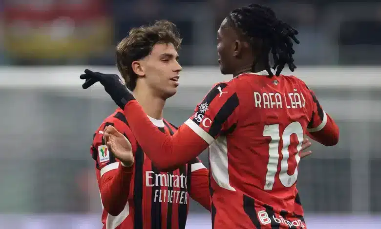 تشكيل ميلان ضد إنتر ميلان في نصف نهائي كأس إيطاليا 2025 رافائيل لياو - جواو فيليكس - ميلان (المصدر:Gettyimages)