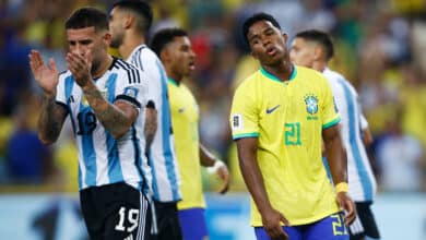 Endrick of Brazil reacts during a FIFA World Cup 2026 Qualifier match between Brazil and Argentina at Maracana Stadium