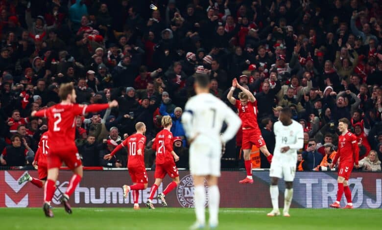 راسموس هويلوند - كريستيانو رونالدو - الدنمارك ضد البرتغال