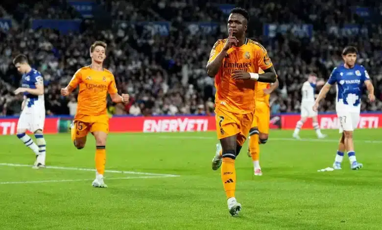 فينيسيوس جونيور - ريال مدريد - ريال سوسيداد (المصدر:Gettyimages) القنوات الناقلة لمباراة ريال مدريد ضد ريال سوسيداد في إياب كأس ملك إسبانيا