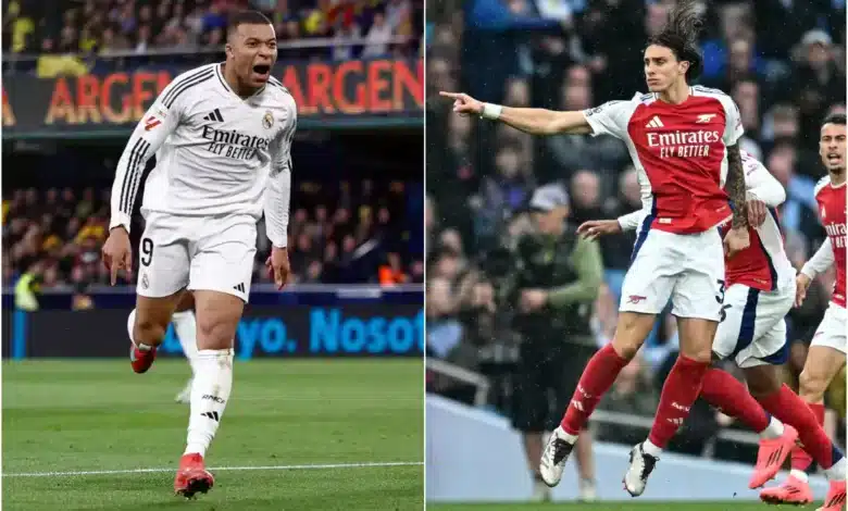 ريكاردو كالافيوري - كيليان مبابي - أرسنال - ريال مدريد (المصدر:Gettyimages) القنوات الناقلة لمباراة أرسنال ضد ريال مدريد في دوري أبطال أوروبا