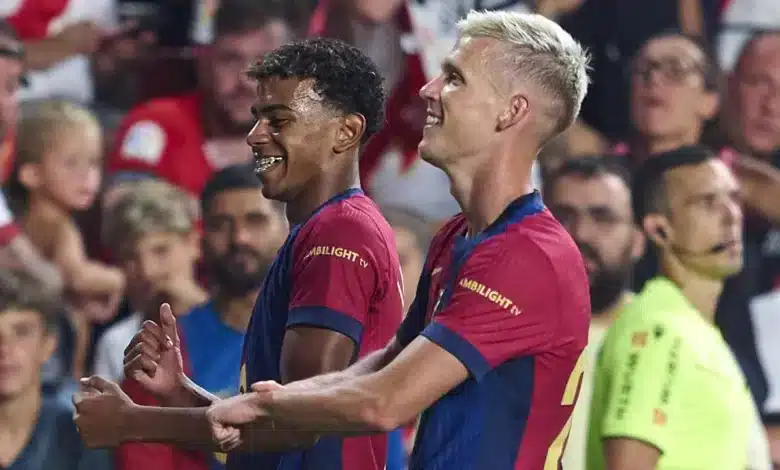 داني أولمو - لامين يامال - برشلونة (المصدر:Gettyimages)