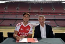 LONDON, ENGLAND - JULY 02: New signing Martin Zubimendi with Arsenal Sporting Director Andrea Berta at Emirates Stadium on July 02, 2025 in London, England.