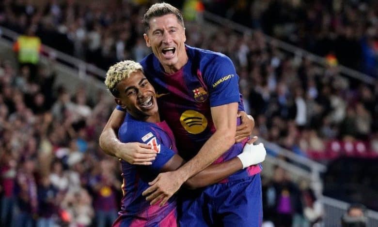 روبرت ليفاندوفسكي - لامين يامال - برشلونة - المصدر (Getty images)