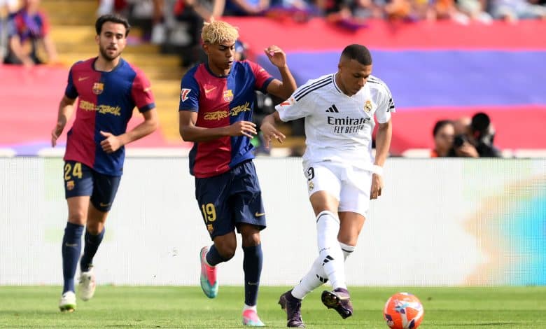 لامين يامال- مبابي- برشلونة ضد ريال مدريد.. المصدر (Getty images)