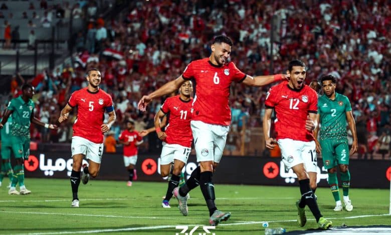 محمد حمدي - ياسر إبراهيم - مصطفى محمد - رامي ربيعة - منتخب مصر - تصوير: مصطفى الشحات