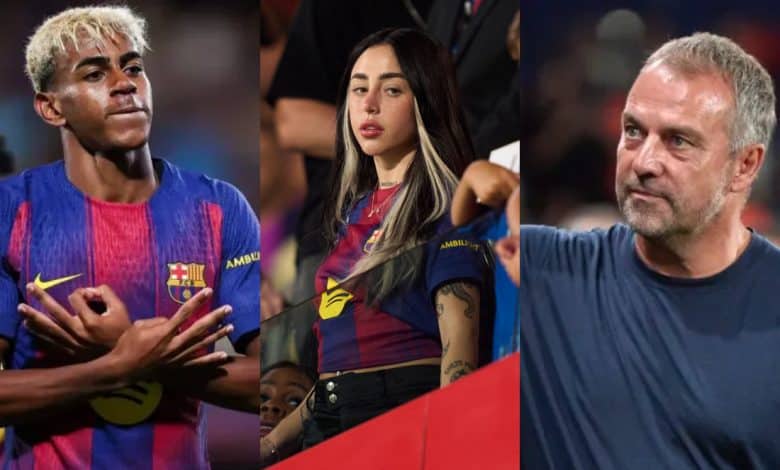 لامين يامال - نيكي نيكولا - هانز فليك - المصدر: gettyimages