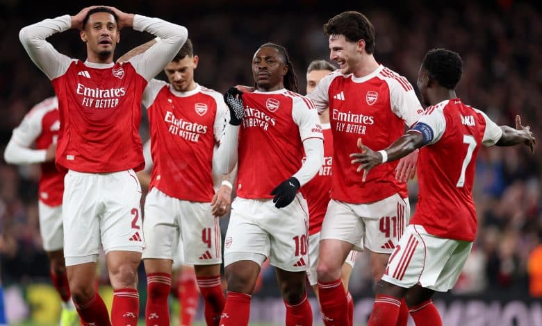 إيبيريتشي إيزي - ديكلان رايس - بوكايو ساكا - ويليام ساليبا - بن وايت - أرسنال - المصدر (Getty images)