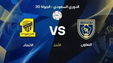 موعد مباراة الاتحاد ضد التعاون بالجولة 30 في الدوري السعودي 2026