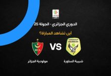 القنوات الناقلة لمباراة مولودية الجزائر ضد شبيبة الساورة