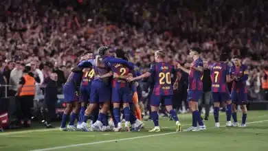 احتفالات برشلونة بالفوز على ريال مدريد - المصدر (Getty images)
