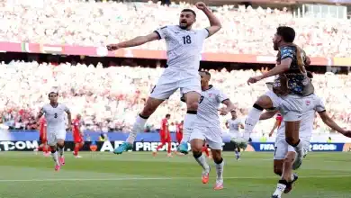 منتخب العراق يحتفلون بهدف أيمن حسين ضد النرويج - المصدر (Getty images)