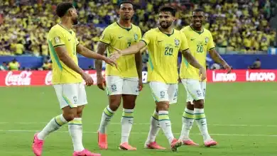 احتفال لاعبي البرازيل