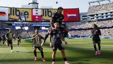 احتفال لاعبي باراجواي ضد ألمانيا