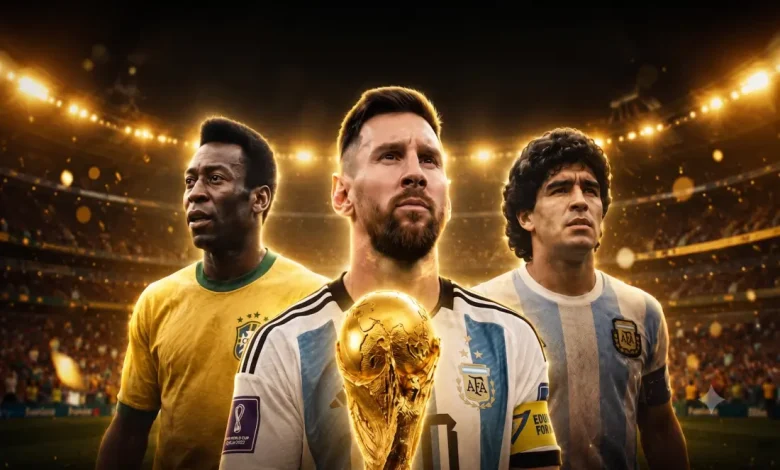 ميسي ومارادونا وبيليه
