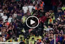 أمن ملعب برشلونة يطرد جماهير الأهلي من المدرجات.. فيديو